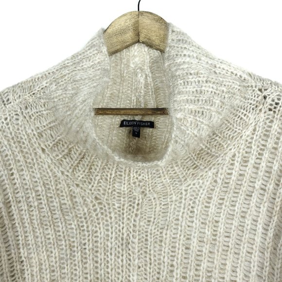 Eileen Fisher Wool Mohair Cowl Neck Knit Sweater - Picture 2 of 8